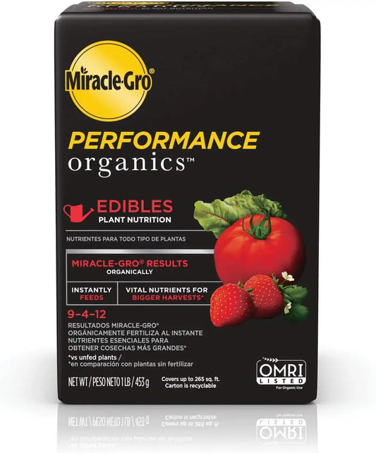 Miracle-Gro Performance Organics Edibles Plant Nutrition - Organic Plant Food Feeds Instantly,for Tomatoes,Vegetables,Herbs and Fruits,Promotes a Bountiful Harvest,1 lb.,(Pack of 6)