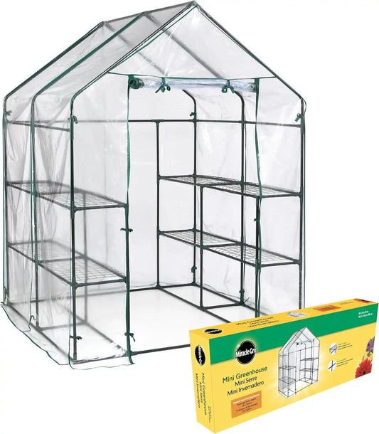 Miracle-Gro Walk-in Greenhouse, Removable Shelves, Clear, 4'8" Square