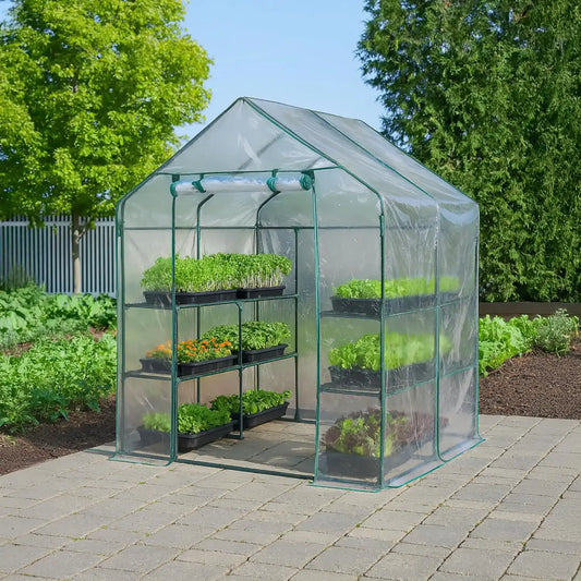 Miracle-Gro Walk-in Greenhouse, Removable Shelves, Clear, 4'8" Square